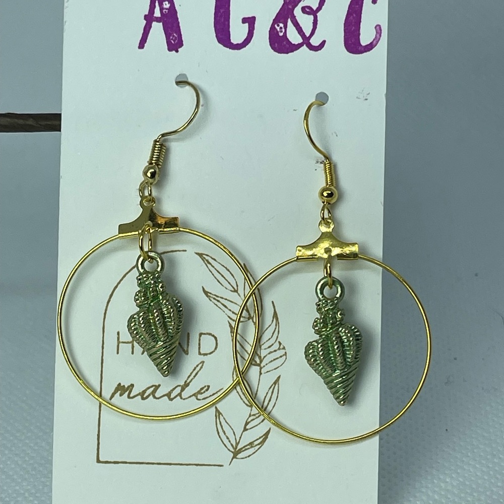 Foam green seashell hoops